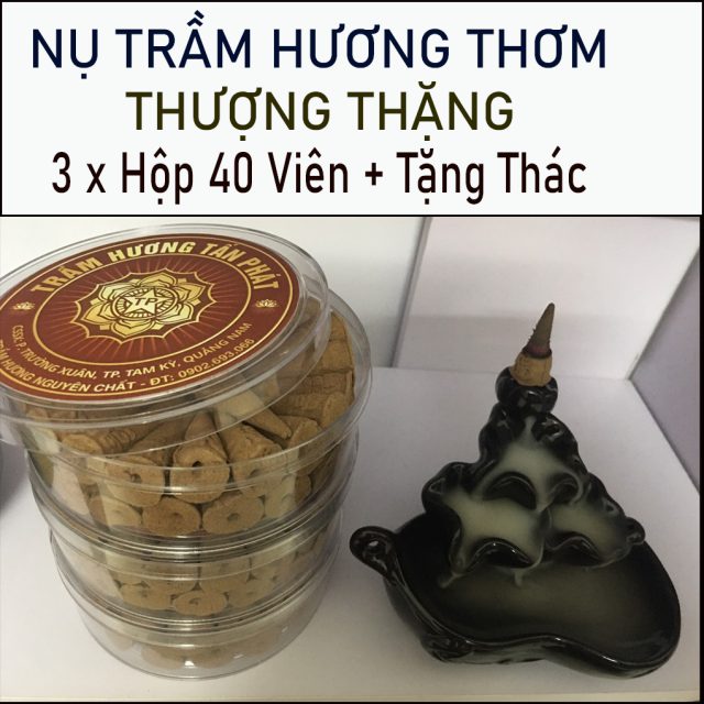 Nụ Trầm Hương Thơm Thượng Thặng-Hộp40Viên+Thác-Khói